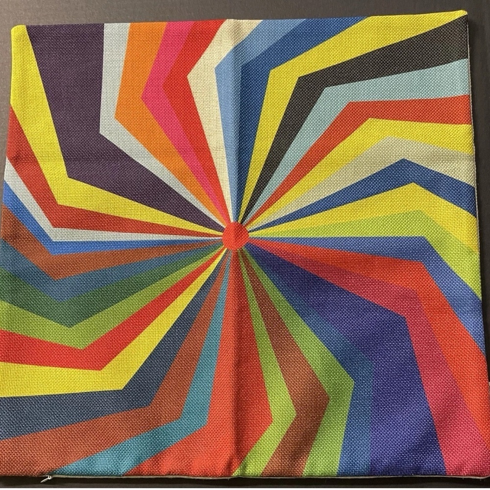 Topfinel Decorative Pillow Cover Linen Zippered 17"x17" Rainbow Rays